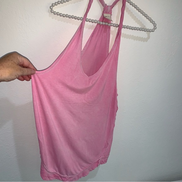 Free people pink tank size small cotton racer back - Picture 2 of 10